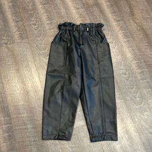 Zara kids vegan leather drawstring waist pants
